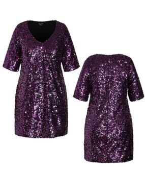 City Chic Sequin Plus Size Glam Dress in Purple NWT SIZE 20-SOLD OUT NWT